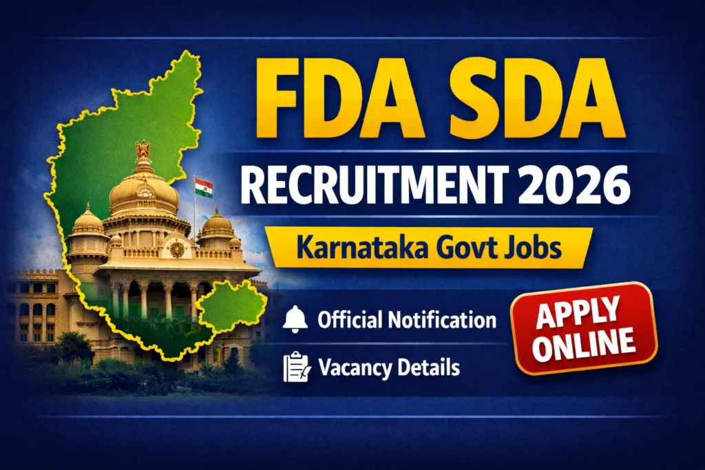 FDA SDA Recruitment 2026 Karnataka banner showing official notification, vacancy details and apply online information